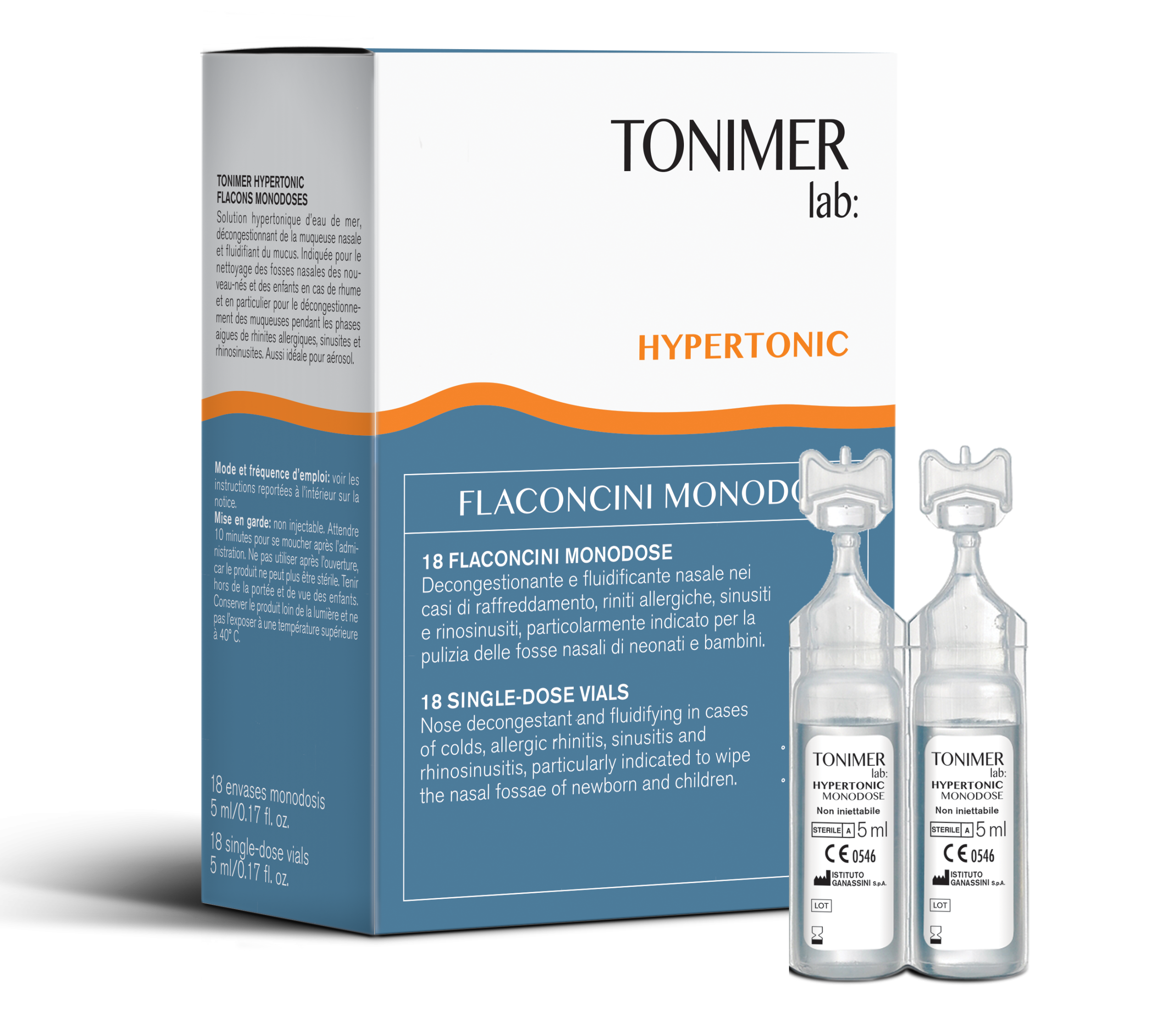 Ống đơn liều xịt mũi nước biển sâu ưu trương Tonimer Lab Hypertonic Monodose giúp thông mũi và giảm sưng nề mũi xoang